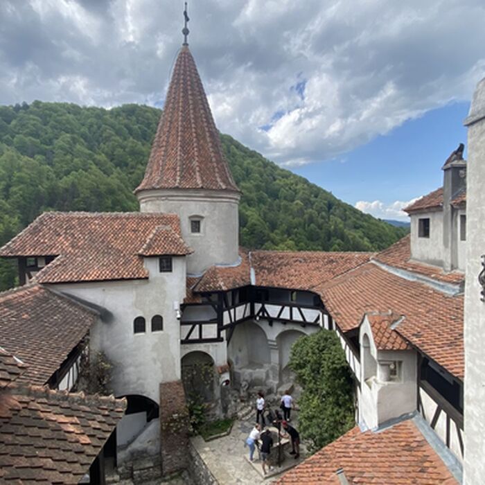 Small-Group day trip Bran Castle and Rasnov Fortress Tour from Brasov - Bran Castles' interior courtyard